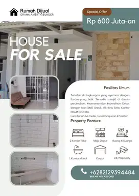 Dijual Rumah Nyaman di Graha Amerta Bunder
