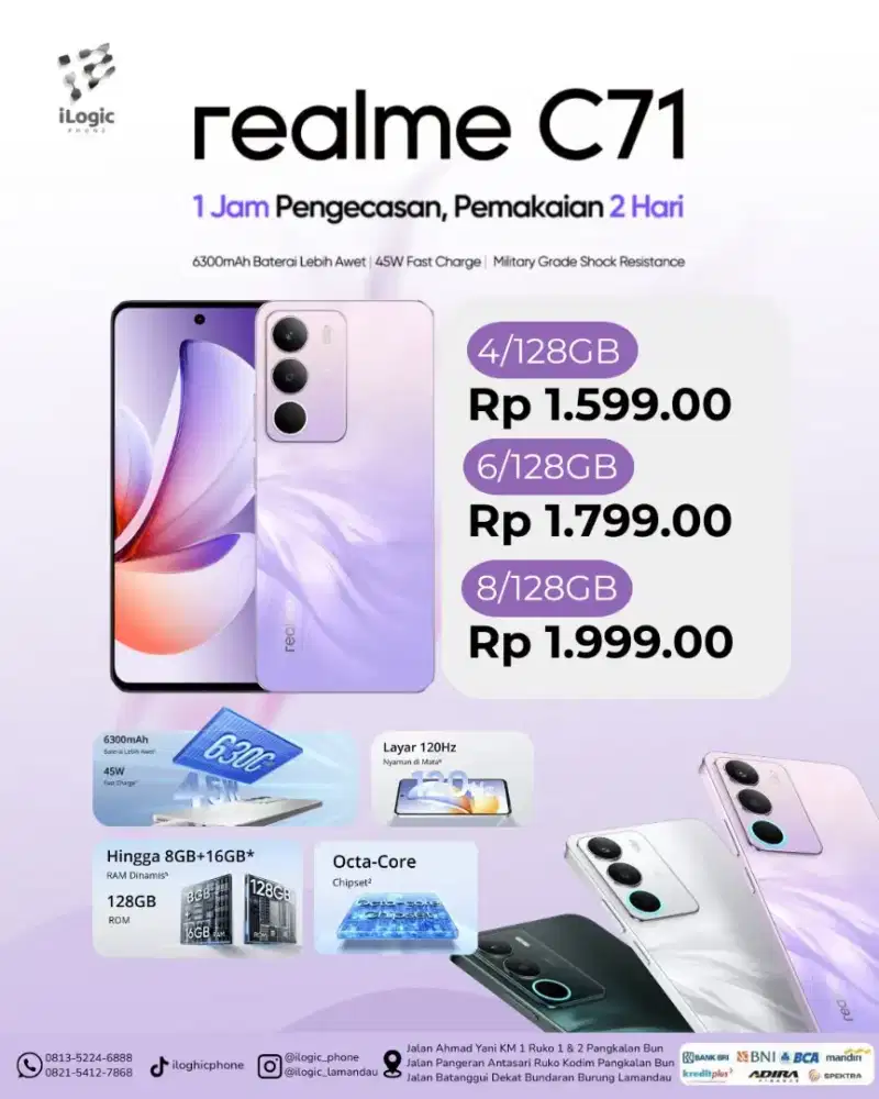 REALME C71 NFC.LAYAR 120HZ.BATERAI 6300MAH.45WATT . 1JUTAAN