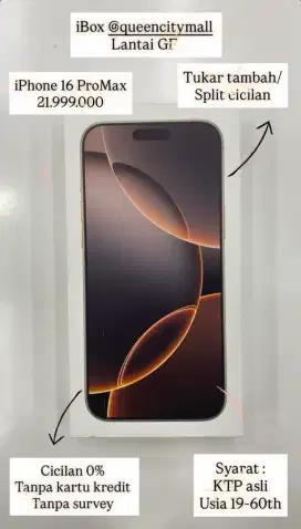 IPHONE 16 PRO MAX CICILAN 0% TANPA KARTU KREDIT