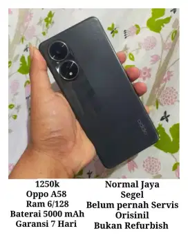 Oppo A58 6/128 segel orisinil dijamin ORI bukan refurbish
