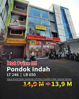 Turun Harga!! Jual Murah!! Ruko Gandeng 2 di Arteri Pondok indah