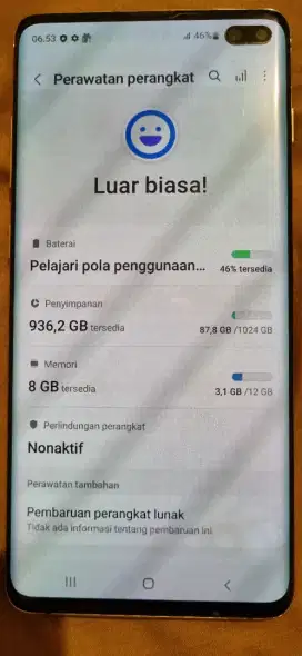 Samsung s10 plus ram 12 storage 1024gb