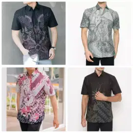 Kemeja Batik Pria Premium Pendek Size L Slim Fit Motif Keren