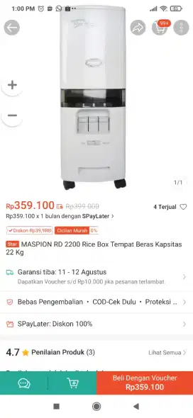 Maspion Rice Box 22Kg BARU