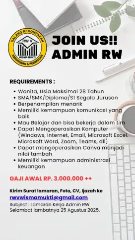 Dibutuhkan segera