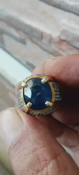 Blue sapphire Afrika warna royal blue ring perak
