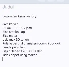 Lowongan kerja laundry