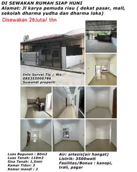 Disewakan rumah siap huni jl karya pemuda