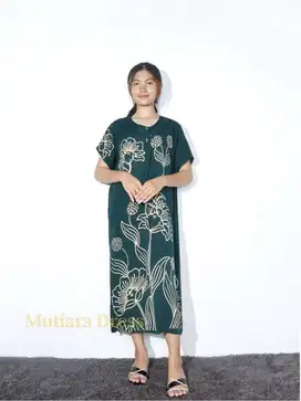 Mutiara Dress - Daster Busui Kembang Lengan Pendek Bahan Rayon