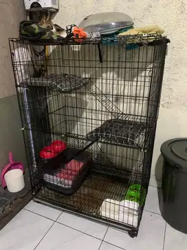 Jual Cepat Express Paket Kandang Kucing Tingkat 3 dan Perlengkapan