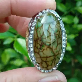 Batu akik sisik naga dim 31 mm ring titanium super