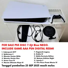 FOR SALE PS5 disc 7.5jt Bisa NEGO. INCLUDE GAME AAA PSN DIGITAL RESMI