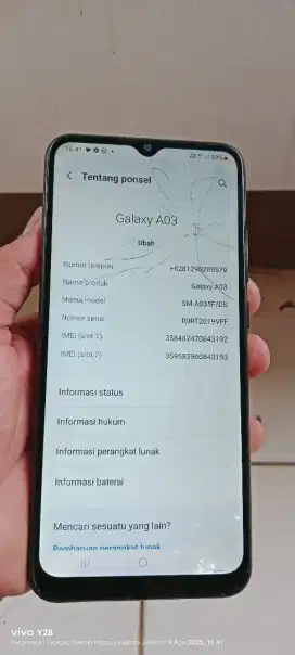 Samsung. A03. Mnus retak sma noda putih dkit norml