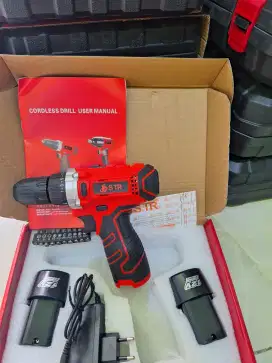 MESIN BOR BATERAI CORDLESS 12V 2 BATERAI