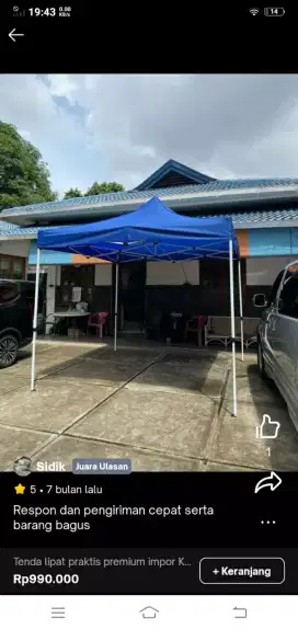 Tenda lipat 3x3 besi tebal 1.2mm