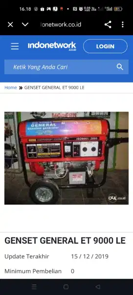 Dijual Genset Merk ET.9.000 LE