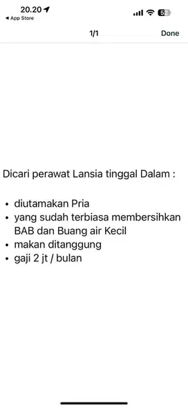 Lowongan kerja penjaga lansia