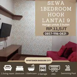 1 kamar sewa full furnish lantai 9 atas mall apartemen bassura city