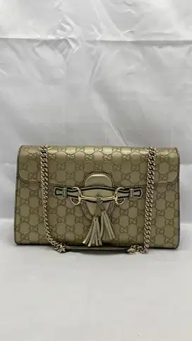 Gucci gold guccisima medium emily shoulder bag