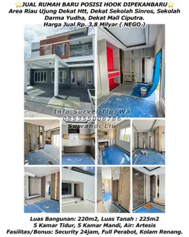 Jual rumah baru posisi hook dipekanbaru jln.riau ujung dekat htt