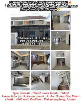 Dijual rumah 2 lantai dipekanbaru jln.angkasa riau dekat mall ciputra