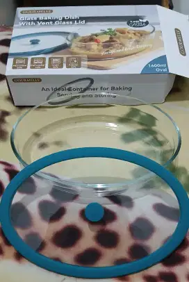 Glass Baking Dish With Vent Glass Lid Gourmelle Oval 1600ml