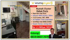 VTH0152 - Rumah Cluster Depan Taman, Dekat Poris, Tangerang