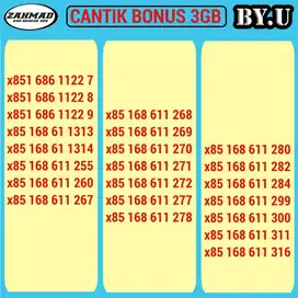 By.U-A) NOCAN ByU Bonus Kuota kartu perdana nomor cantik Triple AABB A