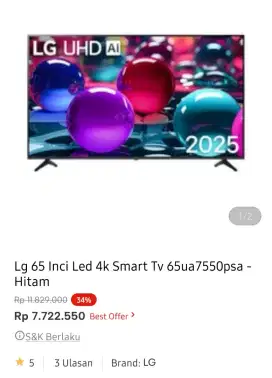 Lg led smart tv 65 inci