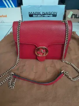 Gucci Small Red Leather Sling/Tote bag Original