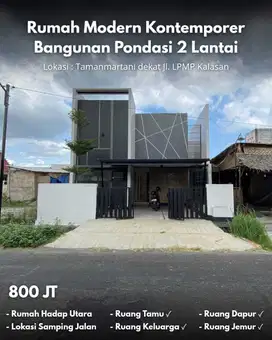 Rumah Modern Kontemporer Bangunan Pondasi 2 Lantai di Tamanmartani
