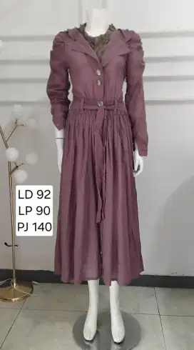 Dress terusan tangan panjang preloved belum pernah dipakai