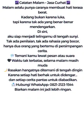 Jasa Curhat Malam Hari, Rahasia Aman 100%