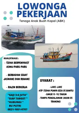 LOWONGAN PEKERJAAN ABK IKAN (CIKUPA)