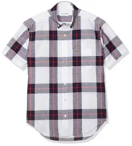 Kemeja short Sleeve Lacoste Tartan pocket Smal Logo Size S