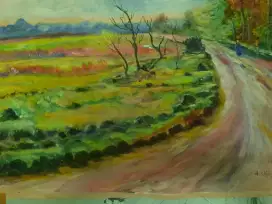 Lukisan lama 60 x20 cm antiq