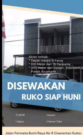 Disewakan Ruko Siap Huni 2 Lantai