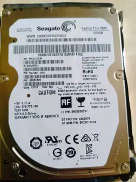 HDD laptop 500Gb Seagate 7200Rpm Siap pakai