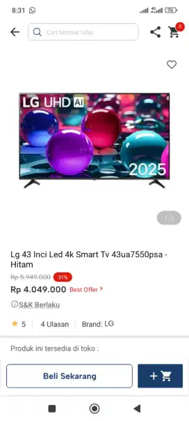 Kredit tanpa dp smart tv lg 43inc
