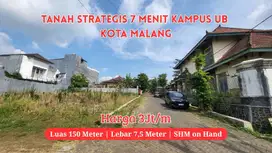 Tanah Strategis 7 Menit Kampus UB  Kota Malang, Legalitas SHM On Hand