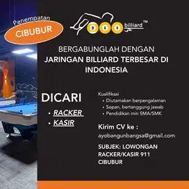 Lowongan kerja kasir & racker biliard cabang Cibubur