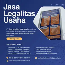 URUS IZIN USAHA/ LEGALITAS/ PT/ CV/ YAYASAN/ OSS/ NIB/ SS/ PKPPR, DLL