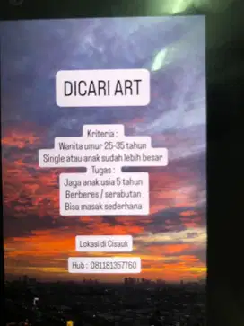 Dicari Art berberes + jaga anak