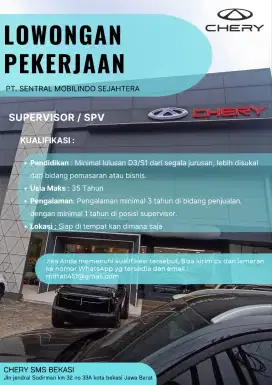 Lowongan kerja Supervisor/SPV