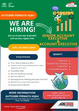 Dicari Junior account executive (usia maksimal 28 tahun)