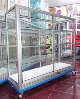 ETALASE PANJANG 1,2M SERBAGUNA || PAKAI RODA & KUNCI
