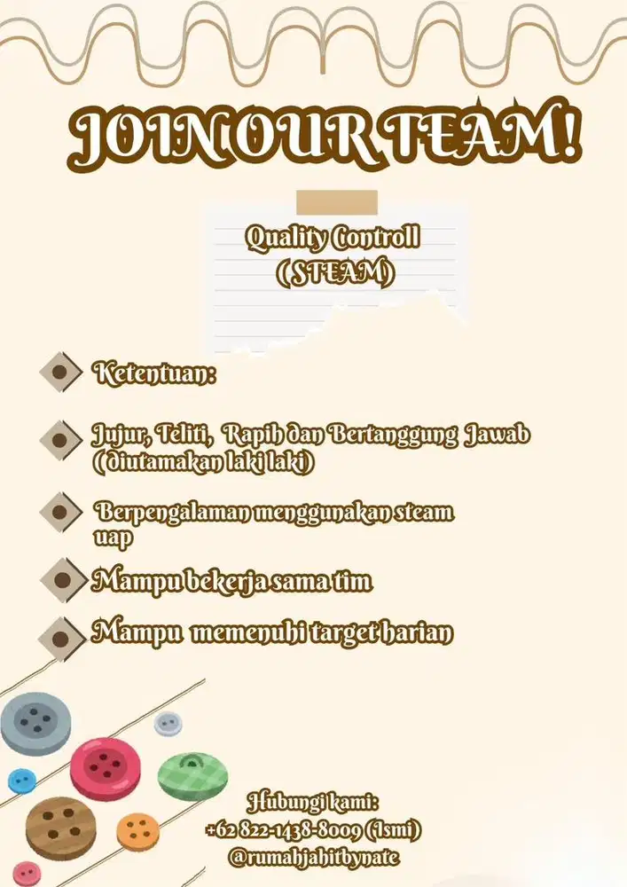 Qc (steam uap), packing, buang benang