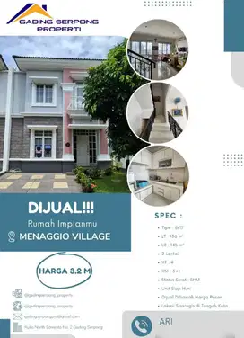 Menaggio village 8x17 dibawah harga pasar 2,9m nego yang lain jual 3,5