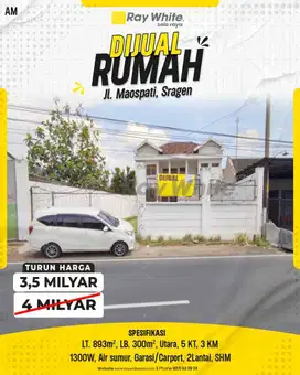 Rumah Luas 2 Lantai di Jl. Maospati, Sragen! Turun Harga!