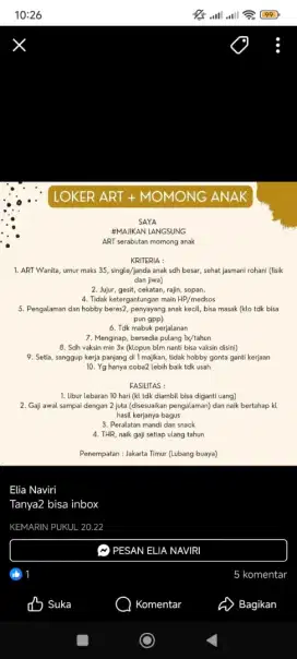 Art serabutan beres2 dan momong